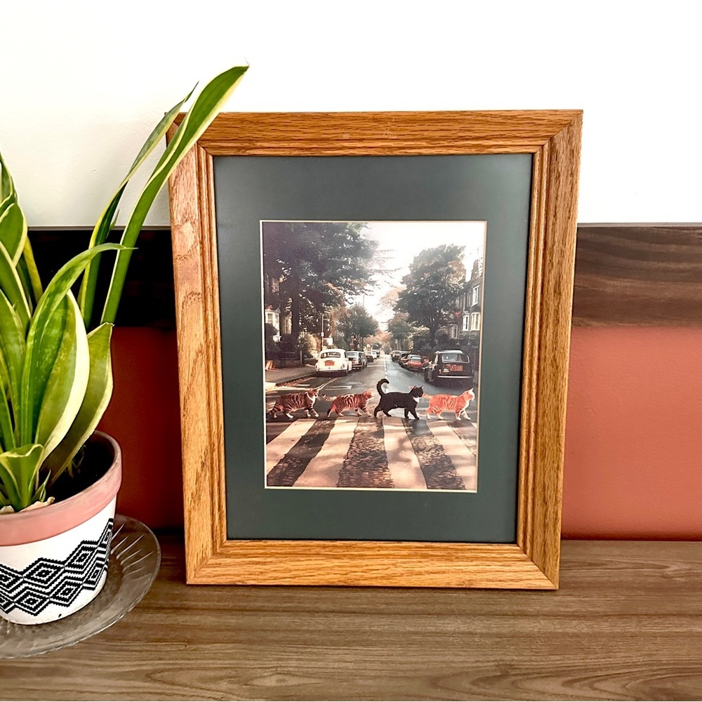 Abbey Road Cats The Beatles Album Parody Canvas Art Print Framed & Matted 1970’s